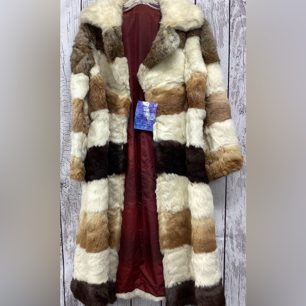 Vintage Antique Jacques Saint Laurent Bunny Real Fur Trench Coat(Unlabeled) - Picture 2 of 13